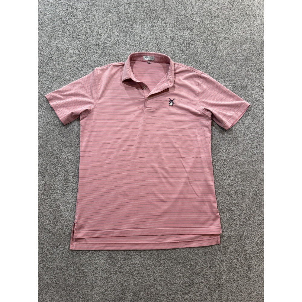 Peter Millar Summer Comfort Polo Shirt Men's M Pink Micro Stripe Performance Gol